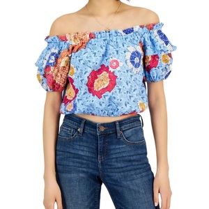 INC Int Concepts Off the Shoulders Floral Top
